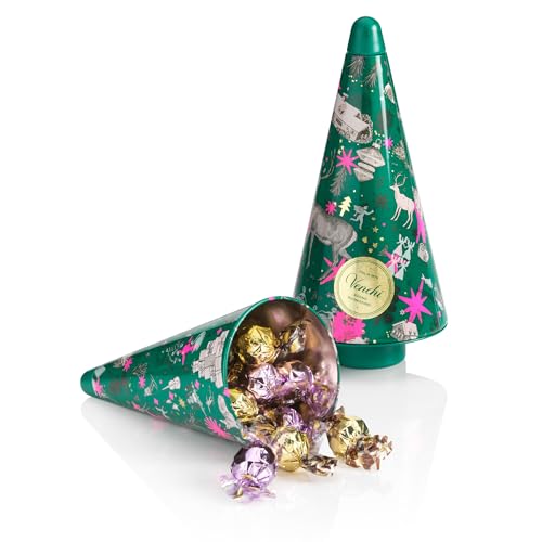 Venchi - Colección Navidad - Pequeña lata árbol de Navidad con bombones Perla surtidos, 112 g - Idea de regalo - Sin gluten