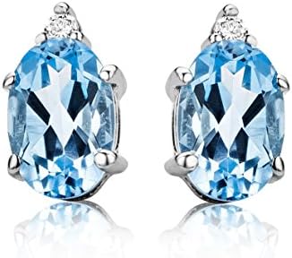 Miore earrings in 9 kt 375 white gold with oval precious stones and brilliant cut natural diamonds