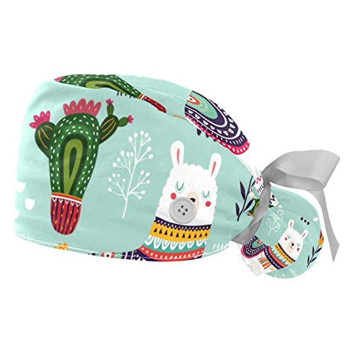 Chapeaux bouffants Cactus Alpagas JDEZ - 2 casquettes de travail ajustables