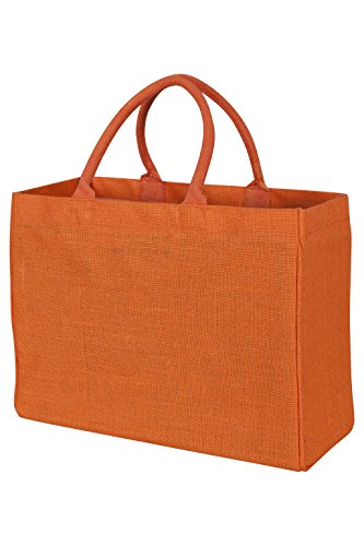 Image of KAF Home Jute Market Tote Bag in Orange, Durable Handle, Reinforced Bottom and Interior Zipper Pocket, Generous capacity, 12.5 inch tall x 17 inch wide x 7 inch deep
