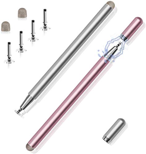Stylus Pen innhom Stylus Pens for Touch Screens Stylus Pen for iPad iPhone Tablets Stylists Pens Fine Point Disc Universal Stylus Prefect Gift Pen with 4 Disc Tips & 2 Fiber Mesh Tips Rosegold, Silver