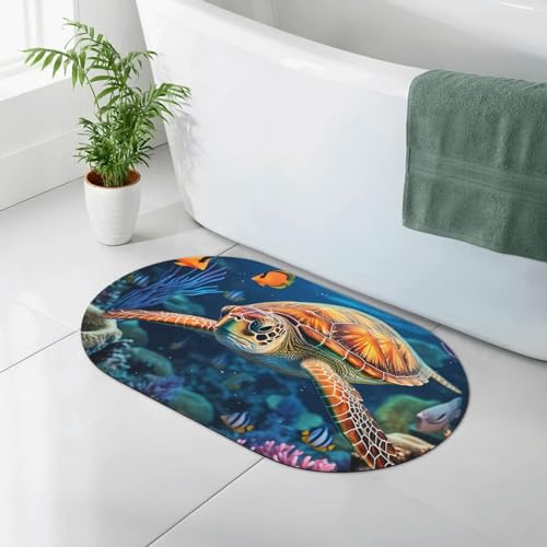 Tapis de bain en pierre diatomée super absorbant douche tortue mer