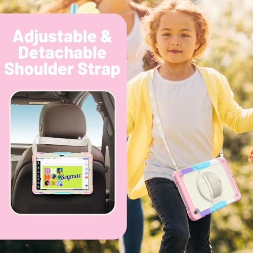 Coque Galaxy Tab A9 Plus抗震防摔带屏幕保护膜360度旋转支架粉迷彩