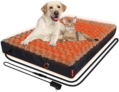 Heated Dog Bed, 12V Safe Voltage Far Infrared Electric Heating Arthritis Orthopedic Dog Bed with Thickened Memory Foam, AexInbo Heated Pet Bed with Waterproof Cover for Medium dogs, Large Dogs (Large)