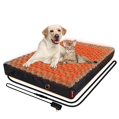 Heated Dog Bed, 12V Safe Voltage Far Infrared Electric Heating Arthritis Orthopedic Dog Bed With Thickened Memory Foam, Aexinbo Heated Pet Bed With Waterproof Cover For Medium Dogs, Large Dogs (Large) #TOP14