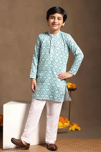 Image of Fashion Dream Boy Teal Kurta Pyjama Set|Boy Kurta Set|Kurta Pyjama Set