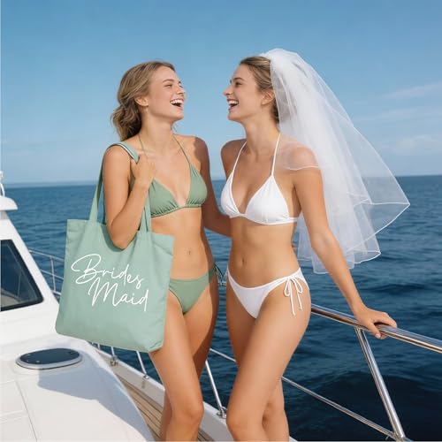 Image of LADY & HOME 6pcs Bachelorette Party Tote Bag, Bride Bridesmaid Cotton Tote Bag for Wedding Gifts