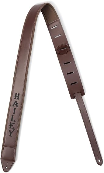 callie Custom Guitar Strap with Engraved Text Personalized Guitar Strap Leather Adjustable Bass Strap Gifts for Men