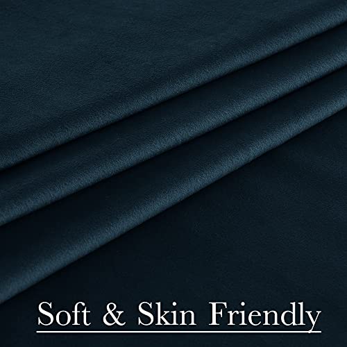 Image of Navy Blue Doorway Curtain 80 inches Long Super Soft Velvet Thermal Insulated Room Divider Blackout Privacy Protect Drapes for Bedroom Sliding Door Closet, W42 x L80, 1 Panel