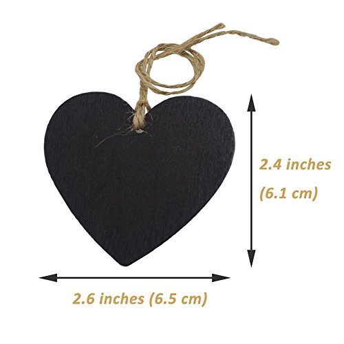 Bestgle Mini Heart Shaped Chalkboard Decorative Signs With Hanging String, 2.6 X 2.4 Inch Natural Wooden Double Sided Memo Tags Message Labels For Wedding Birthday Party Decor(Pack Of 15) #TOP3