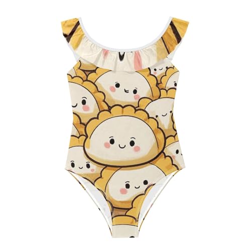 Traje de baño elástico y cómodo para niñas con estampados chinos