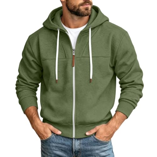 Mens Full Zip Hoodies Fashion Fleece Drawstring Hooded Sweatshirts Jackets - image 1