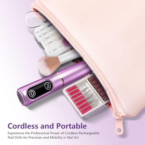 TUOBEO Cordless Nail Drill Electric Nail File Kit Rechargeable Professional Efile Nail Set, Portable Acrylic Gel Nail Polish Remover Machine Pedicure Manicure Tool, 11 Bits 56 Sanding Bands Salon Home image 7