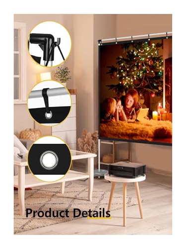 Pantalla de proyector plegable y portátil, pantalla de proyector PS1/PS2 de 100/120 pulgadas con soporte, pantalla de proyección 16:9 4K HD para películas en casa con bolsa de transporte miniatura 4