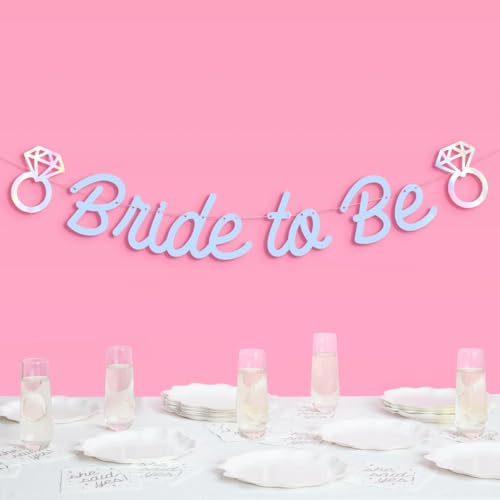 Image of xo, Fetti Bride to Be Banner - Blue + Iridescent Foil, 4 Ft. | Bachelorette Garland, Engagement Decoration, Bridal Party Sign, Shower Photoshoot Backdrop