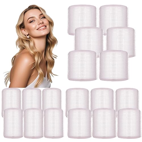 xnicx Juego de 18 Rulos Térmicos Cerámicos para Cabello,Rizador de Rulos Pelo Grandes sin Calor,Heatless Hair Curlers Rollers para Pelo Largo,Corto,Adecuado para Mujeres(60,48,36mm,Blanco)