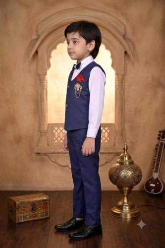 Image of 3-Piece Shirt, Trouser, Waistcoat with Bow-Tie Boy's Suit Set for Party, Wedding, Birthday VC405