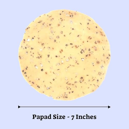 Image of Marwar Urad Sindhi Jeera Papad Combo Pack Of 4 (400gm Each) | Handmade Rajasthani Pappadam Low Spicy Cumin | Zipper Pouch Appadam | Size: 7Inch | Perfect Snack or Meal Side