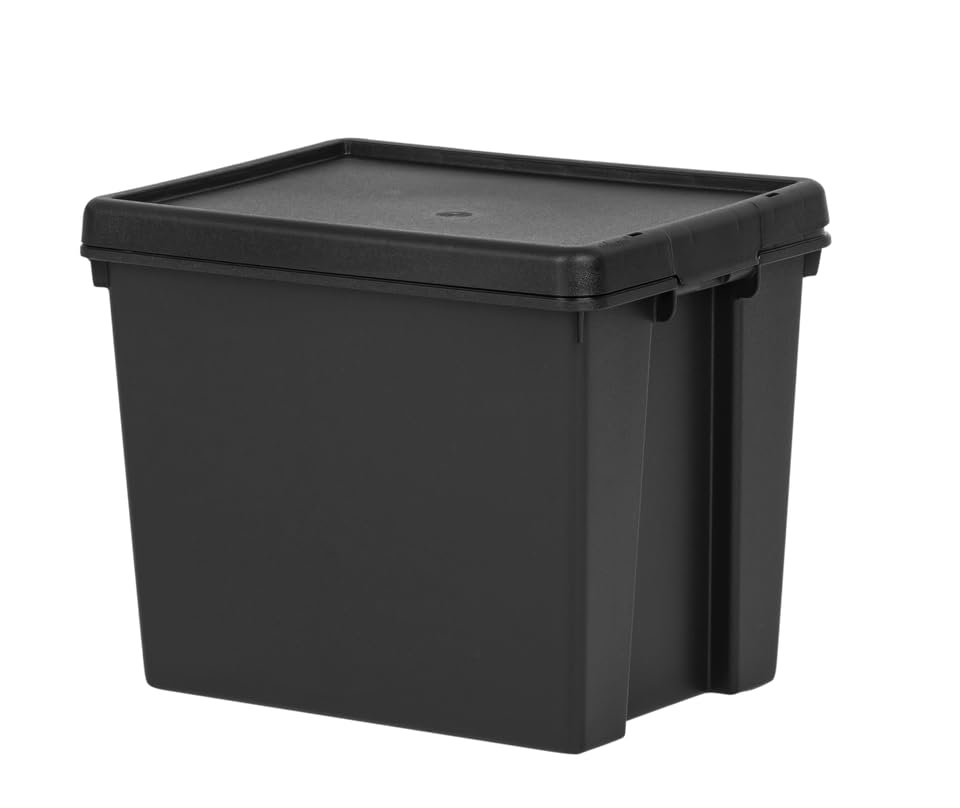 Wham Bam Storage Box Boxes With Lids Plastic Black Heavy Duty Recycled Home NEW (24L)