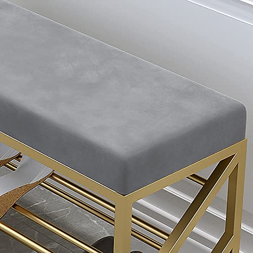 Banc de rangement à chaussures d'entrée à 2 niveaux et étagères en maille - 6