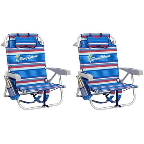 Tommy Bahama Backpack Beach Chair 2 Pack (Sailfish and Palms), Aluminum, Multicolor Cover