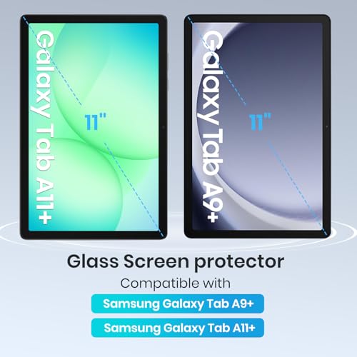 Image of CoBak 2-Pack Tempered Glass Screen Protector for Samsung Galaxy Tab A11 Plus (A11+) 2025 / Tab A9 Plus (A9+) 2023 11-inch, Installation Frame, 9H Hardness, Anti-Scratch