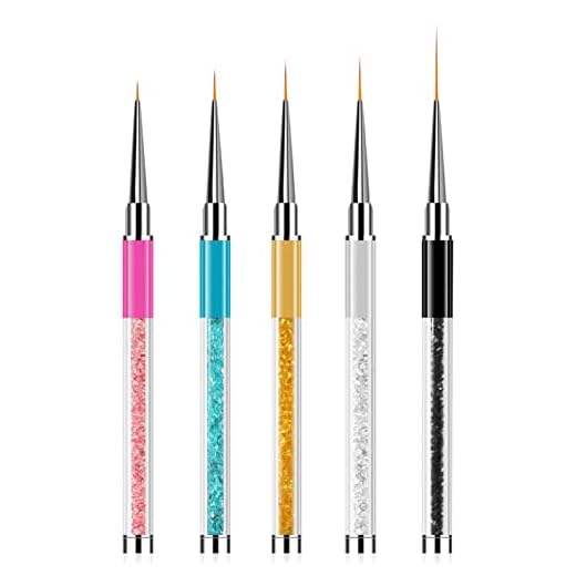 Sularpek 5 Piezas Pinceles para Uñas de Gel, Pincel Acrilico Uñas, Pinceles de Uñas, Nail Art Pincel Pintura, 5/7/9/11/20 mm Dibujo Diseño Cepillo para Decoración de Uñas, Pintar y Decorar Uñas