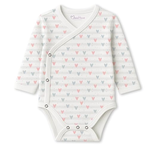 Image of MOM'S HOME Organic Cotton Front Open Kimono Onesie For Newborn Baby | New Born Clothing For Boys & Girls | 0-6 Months | Pack of 1