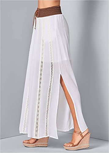 LEEBE Women's Crochet Lace Detail Maxi Skirt3