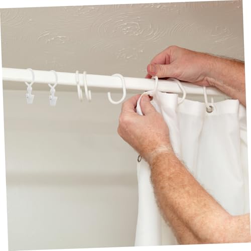 Anillas para cortinas Ciieeo, 100 ganchos de resina transparentes para barras romanas de casa 8