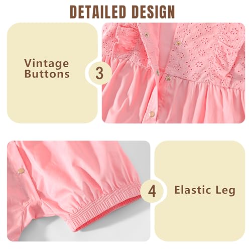 Jimonda Baby Girl lace Ruffle Romper Openwork Floral Clothes Summer Outfits Sleeveless Jumpsuit With Button Front (0-24M)3