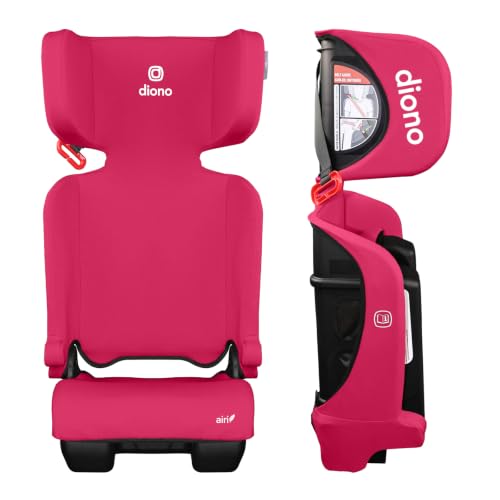 Diono Airi Lightweight High Back Booster Seat Foldable Travel Friendly Slim 3-Across Fit 40100 lbs/4357 in Frontal Impact Protection Pink