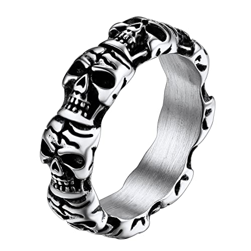 Richsteel Bague Crane Femme 54 Acier Inoxydable,Bagues Tête de Mort Gothique Vintage Satanique Bijoux Punk pour Homme Garçon Cover
