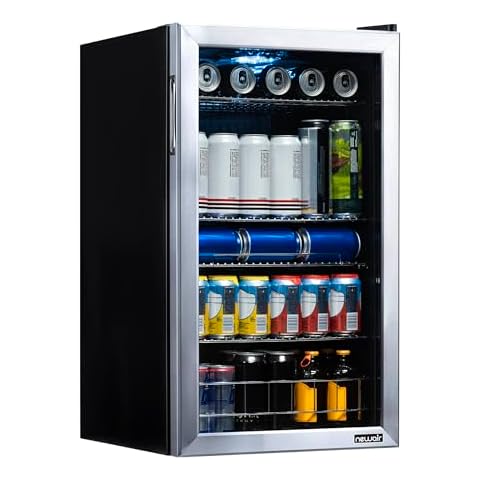 NewAir Beverage Refrigerator Cooler | 126 Cans Free Standing with Right Hinge Glass Door | Mini Fridge Beverage Organizer Perfect For Beer, Wine, Soda, And Cooler Drinks Cover