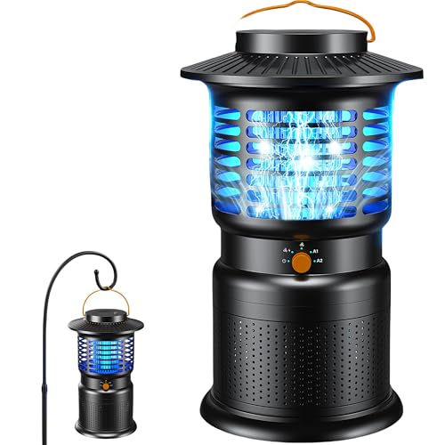 Bug Zapper Outdoor, 2-in-1 Mosquito Zapper with Attraction Light & Airflow Trap, 12H Long-Lasting Rechargeable Cordless Fly Zapper, Auto ON/Off, IPX5 Waterproof or Patio, Camping, Garage