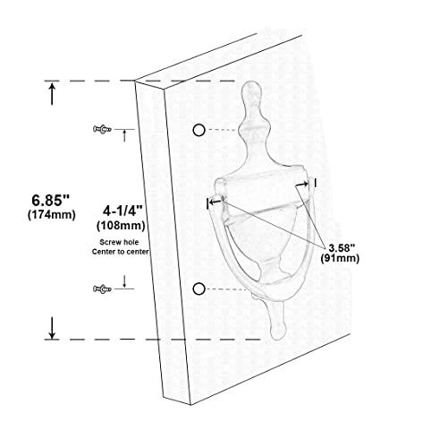 Qcaa Solid Brass Door Knocker, 7", Antique Brass, 1 Pack #TOP2