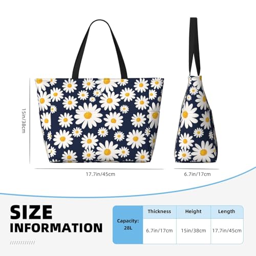 Daisy Floral Large Beach Bag Waterproof Sandproof Swim Tote Pool Bag For Women With Zipper3