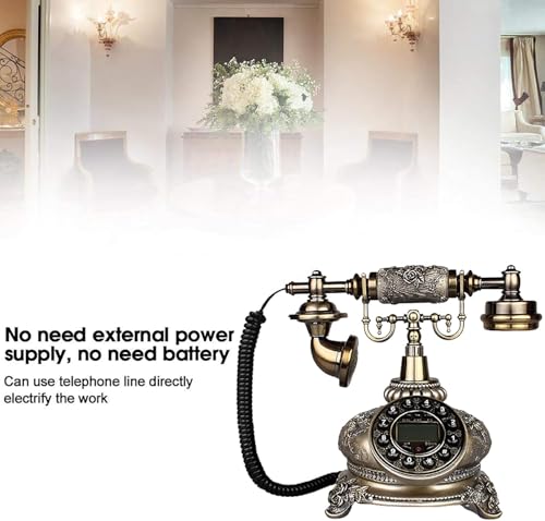 Gvnd-Imitation-Copper-Vintage-Style-Rotary-Retro-Old-Fashioned-Rotary-Dial-Home-and-Office-Telephone-Functional-Antique-Style-Telephone-with-LED-Display