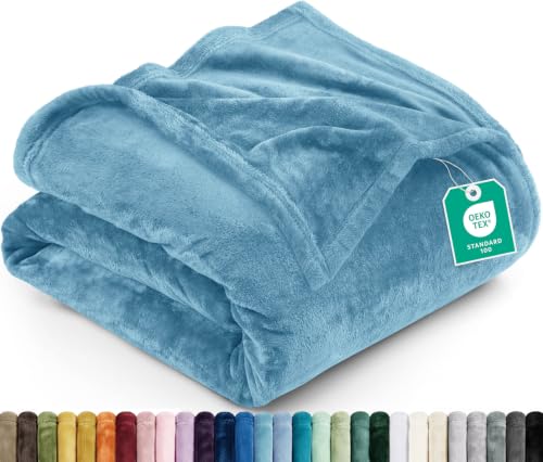Image of Utopia Bedding Soft Fleece Bed Blanket Twin Size Washed Blue (60x80 Inch)