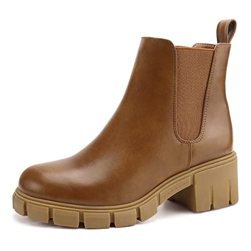 JABASIC Chelsea Boots für Damen Elastische Plateau-Stiefel zum...
