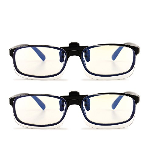 Image of Clip on Anti Blue Light Filter Glasses UV Blocking Anti Eye Strain Unisex (2pcs white)