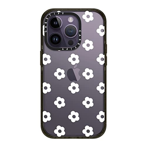 CASETiFY �C���p�N�g iPhone 14 Pro �P�[�X [MIL�K�i���� (4x MIL-STD-810G)/2.5m����̗����������N���A] - Ditsy Daisies White - �O���b�V�[ �u���b�N
