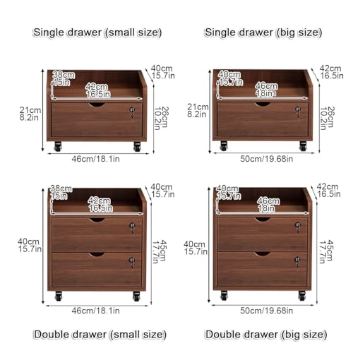 White Printer Cart With Wheels, Printer Shelf, Under Desk Printer Stand With Storage Drawer And Open Shelves, Multi-Tier Mobile Printer Cart For Home Office(2Brown,50cm)