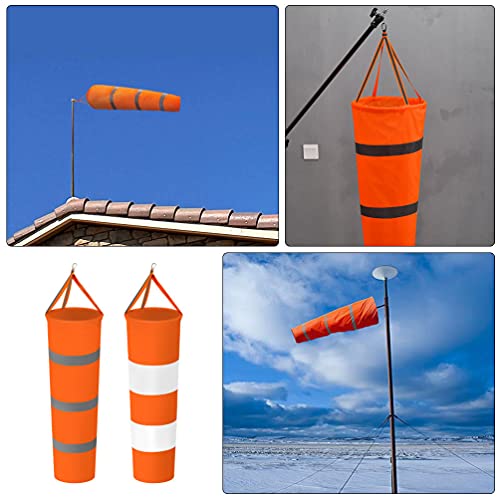 Cabilock 2Pcs Durável Rip- Stop Fluorescente Biruta Biruta Com Reflexivo Cinto Laranja Vento Saco de