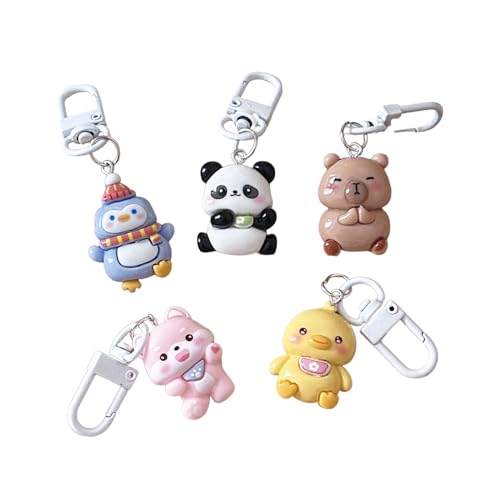 MOZXIRZ 5 Pcs Cute Keychain Cartoon Animal Keychains Women Girl Boy Keychain Kawaii Small Keychains Accessories Bag Charm Key Chain (5Pcs Animals)
