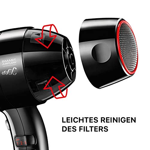 Valera, Swiss Silent Jet Light 7500, professioneller Haartrockner, Föhn mit leistungsstarkem Motor PM-Pro, 3 Temperaturstufen, Ionen-Generator, verdrehsicheres Super-Flex-Kabel, 2000 W, schwarz