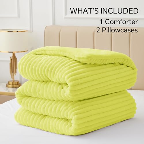 BEDELITE Fleece King Comforter Set -Super Soft & Warm Fluffy Charlock Bedding, Luxury Fuzzy Heavy Bed Set for Winter with 2 Pillow Cases
