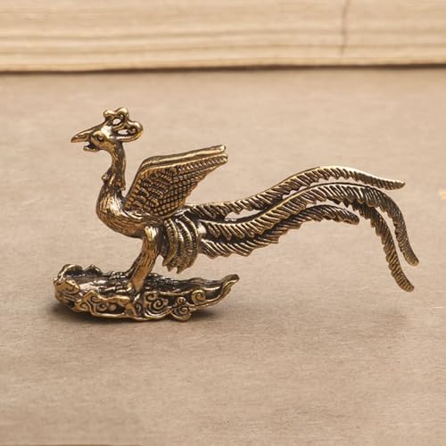 Solid Brass Phoenix Bird Statue, 5cm 1.9in, Office Living Room Desktop Ornament Handicrafts Figurine image 5