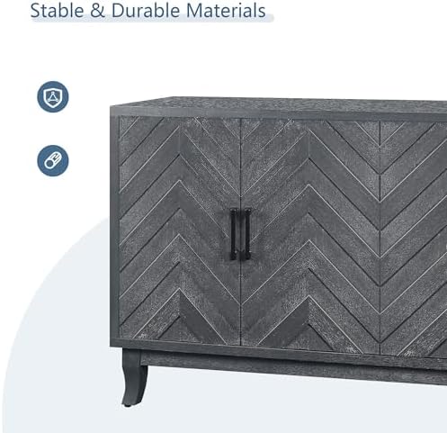 Modern Vintage Buffet Cabinet, Lacquered Accent Storage, 4-Door Sideboard for Living Room, Stylish Furniture, Mid-Century Design, Home Decor Solution