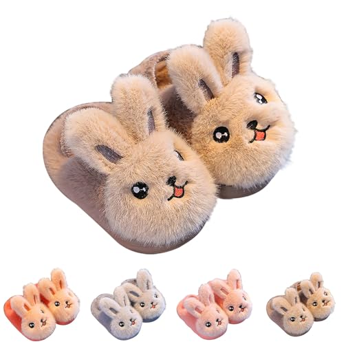 Kids Boys Girls Cute Bunny Fuzzy Slippers Non-Slip Furry Soft Bedroom House Slides Fall Winter Warm Indoor Shoes
